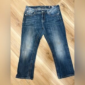 Miss Me Capri Jeans Womens 30 Blue Easy Embellished Sequin Pockets